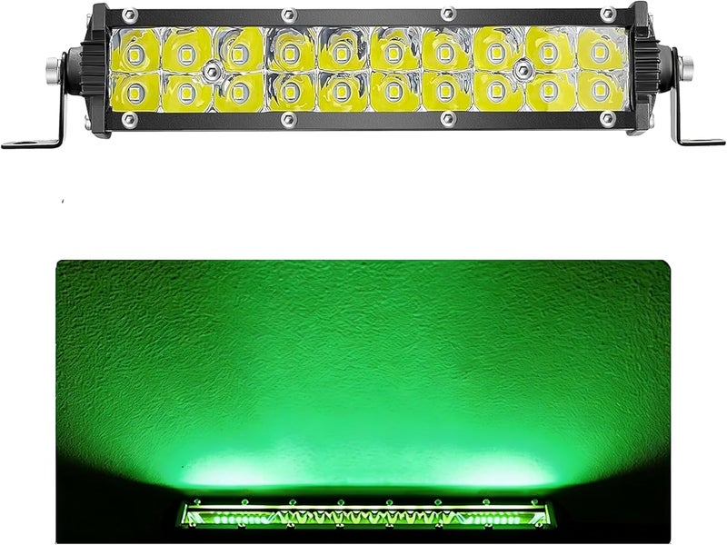 SAN YOUNG شريط إضاءة LED أخضر، شريط إضاءة بحري رفيع 7 إنش، أضواء ضباب وعكس 12V-60V 60W 6000lm، مقاوم للماء، شريط LED رفيع للغاية للقيادة على الطرق الوعرة، شاحنة، ATV، UTV، RV، جزازة، عربة جولف، قارب، صيد، صيد الأسماك - Image 1